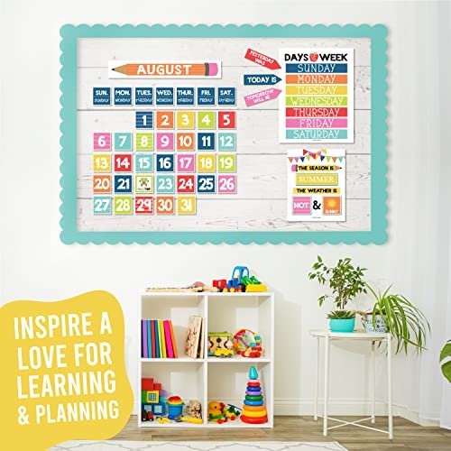 Colorful & White Classroom Calendar | Bulletin Board | Classroom Supplies