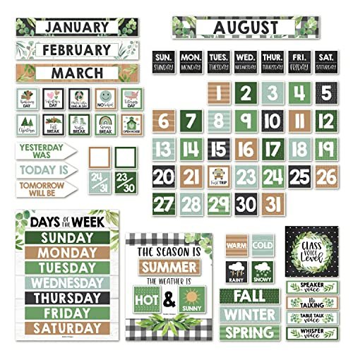 Farmhouse Boho Classroom Calendar | Bulletin Board | Classroom Supplies