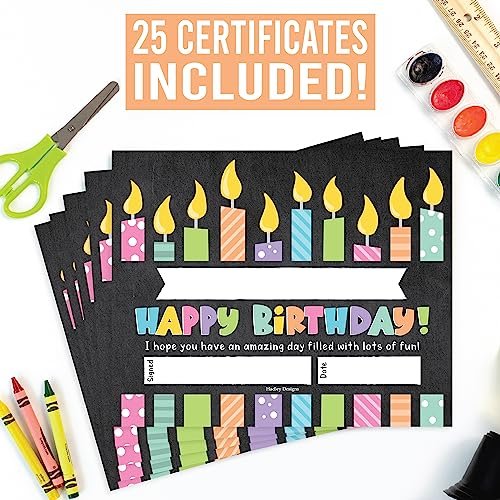 Colorful Chalk Birthday Certificates | Set of 25 | Birthday Gifts