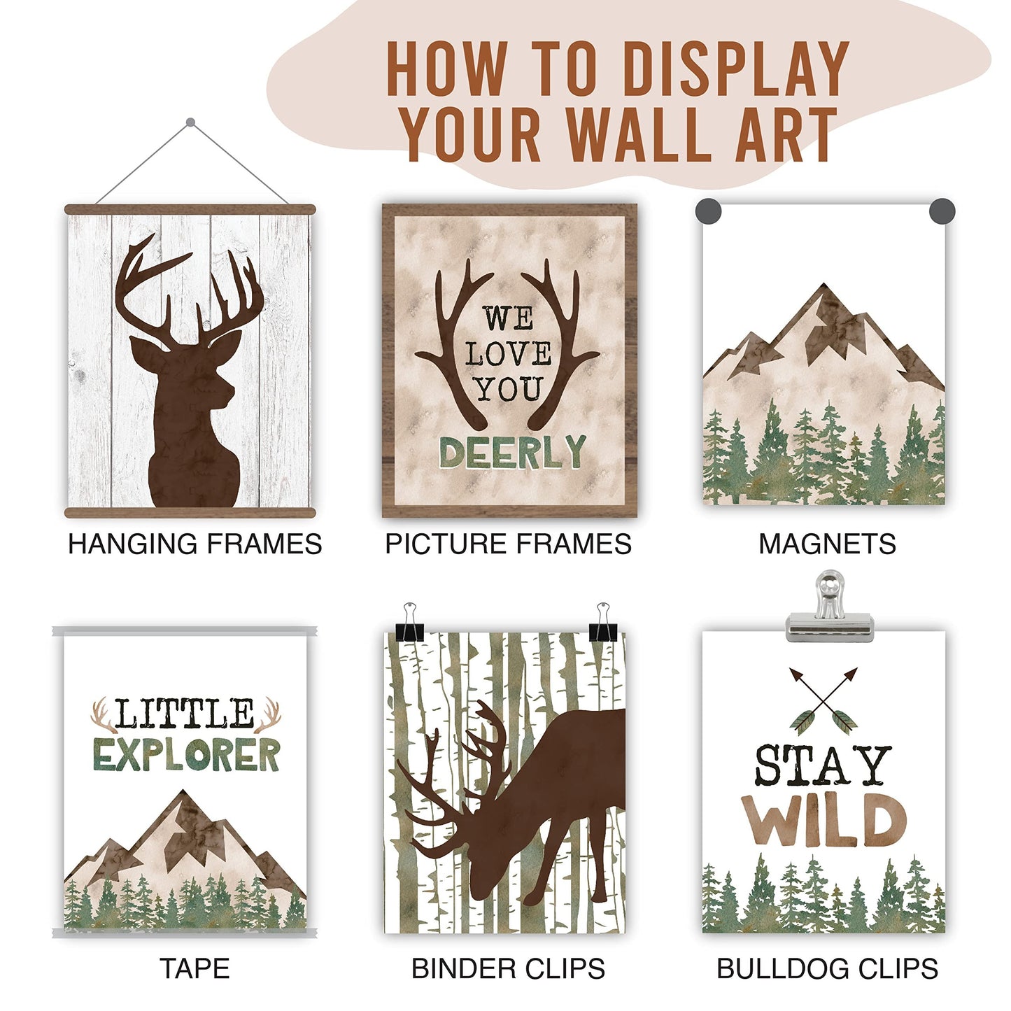 Deer 2 Children's Wall Art | Set of 6 | Nursery Decor