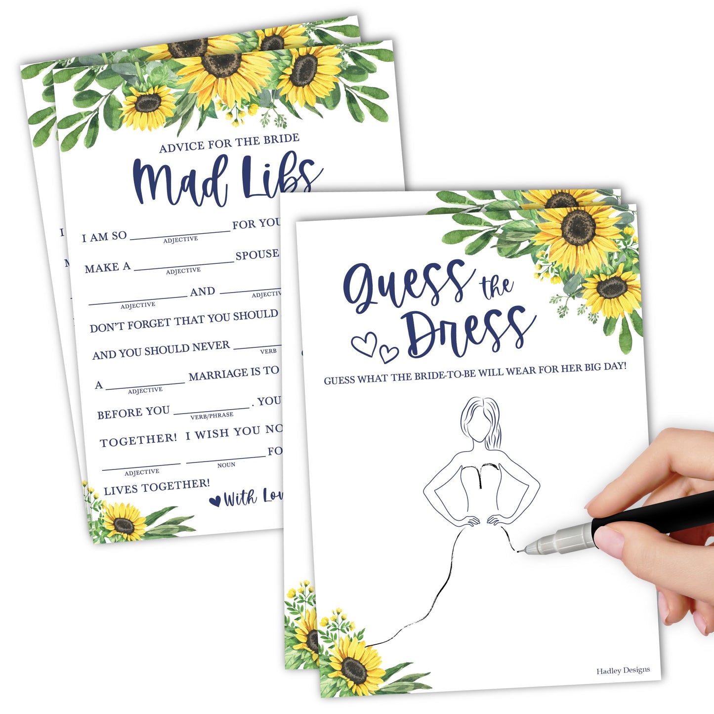 Guess The Dress & Mad Libs Games | Set of 20 | Bridal Shower Games
