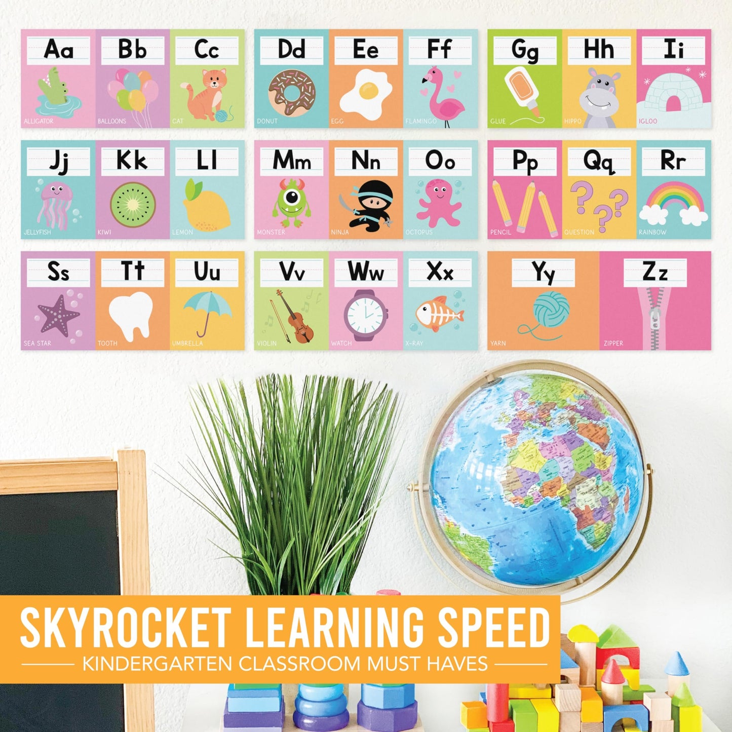 Colorful Alphabet For Classroom Wall Line - Alphabet Letters For Classroom Wall, ABC Posters, Alphabet Posters, Alphabet Wall Chart, ABC Wall Chart, Alphabet Banner, Number Line For Classroom Wall