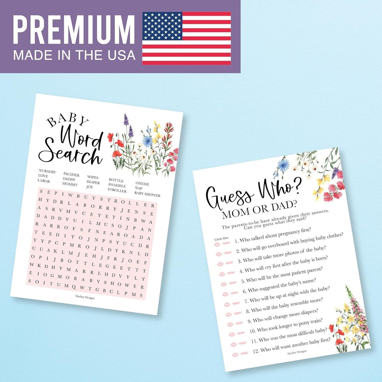 Who Said It Mommy or Daddy & Baby Word Search | Set of 20 | Baby Shower Games