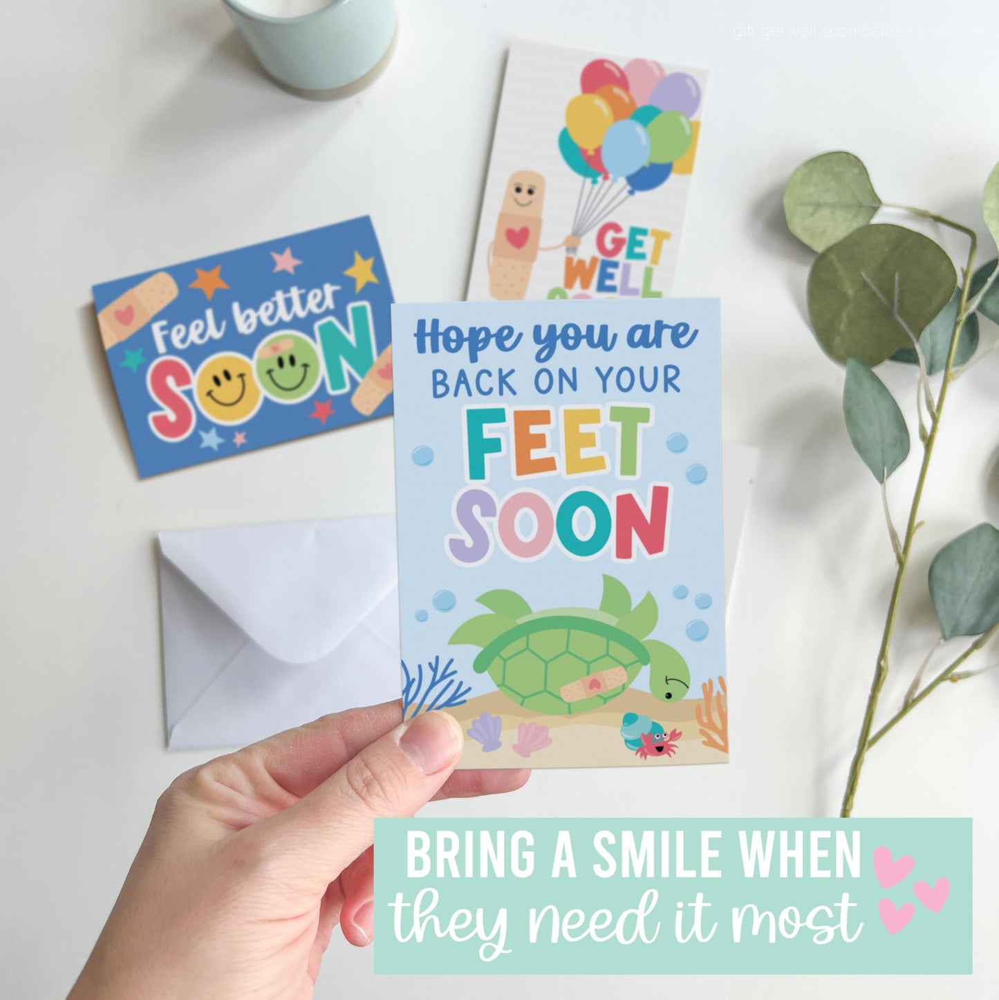 Folded Get Well Soon Cards | Set of 24 | Cards & Party | Envelopes Included
