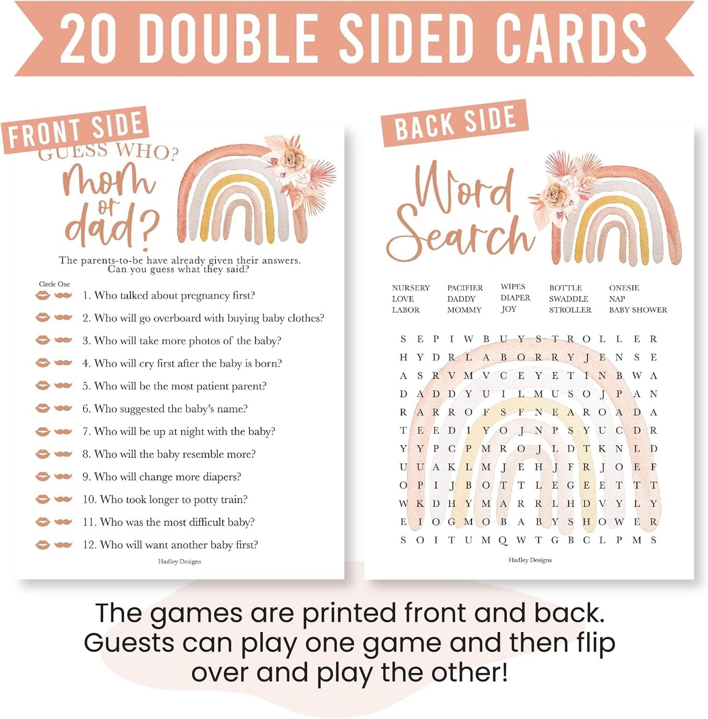 20 Boho Baby Shower Games For Girl - Hilarious Baby Shower Games Girl, Guess Who Mommy Or Daddy Baby Shower Game, Baby Girl Baby Shower Word Search Game, Baby Girl Baby Shower Games Funny