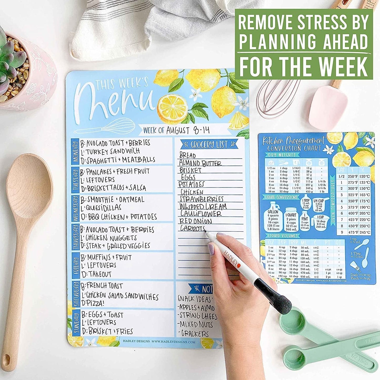 Lemon Magnetic Meal Planner | Weekly | Calendar & Planners