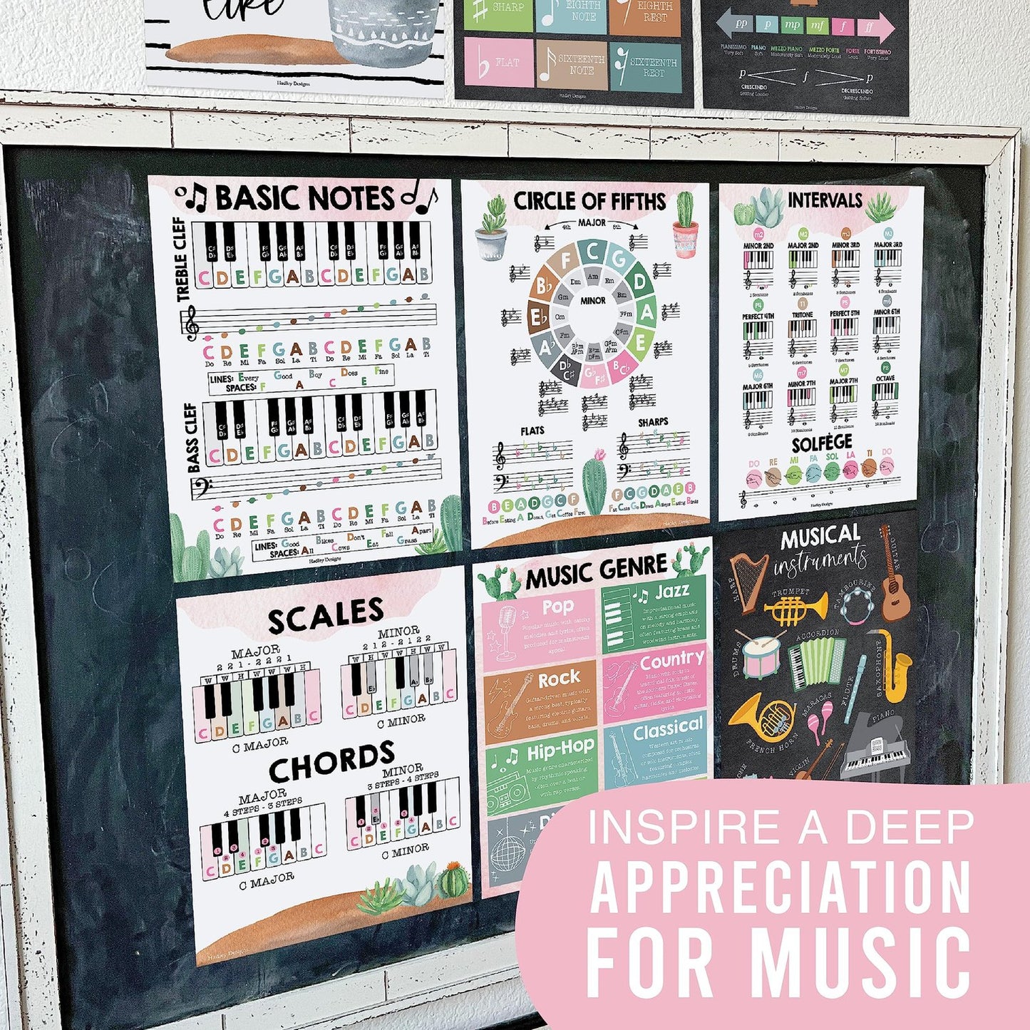 Cactus Music Posters | Set of 9 | Music Classroom