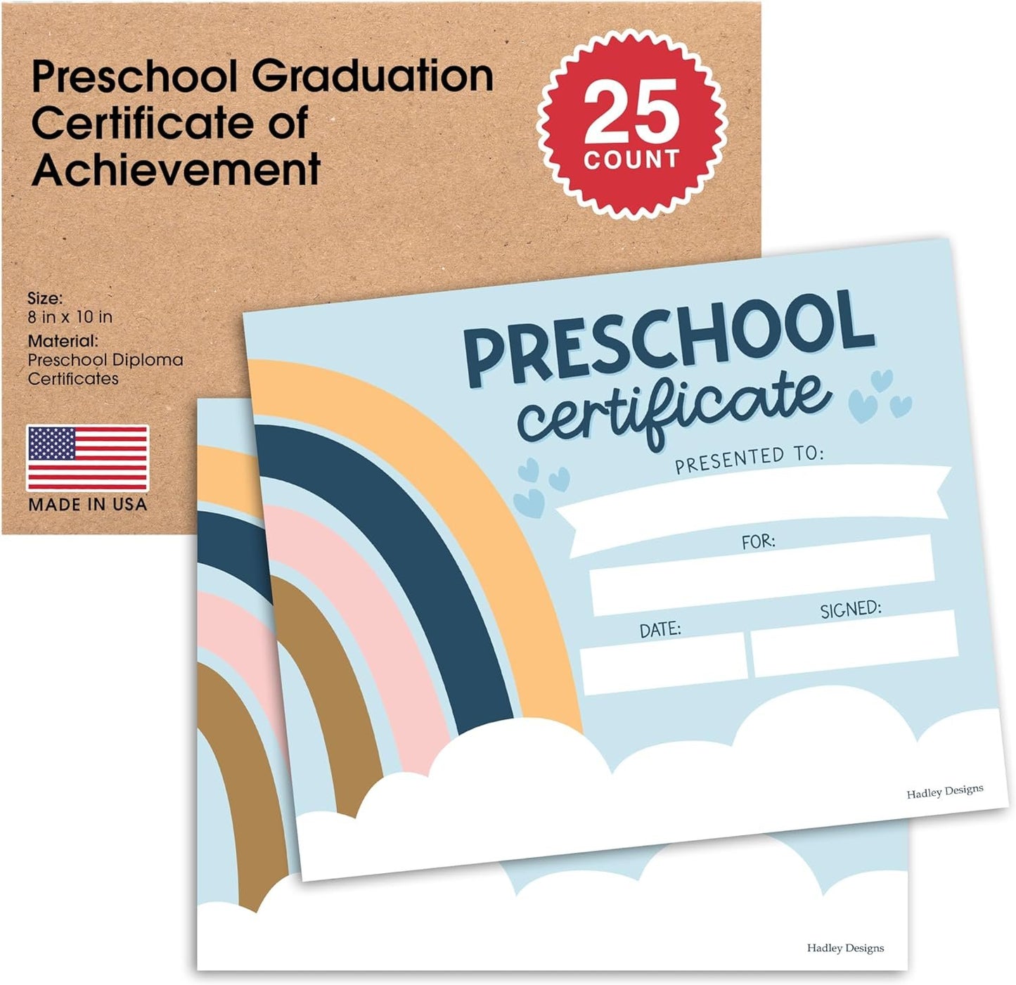 25 Boho Preschool Graduation Certificates - Prek Diploma Certificate of Achievement, Preschool Diploma Certificate for Kids, Preschool Certificates, Pre K Certificates, Prek Graduation Certificates