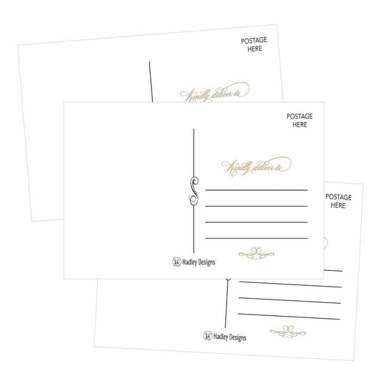 25 White Elegant Blank Postcards