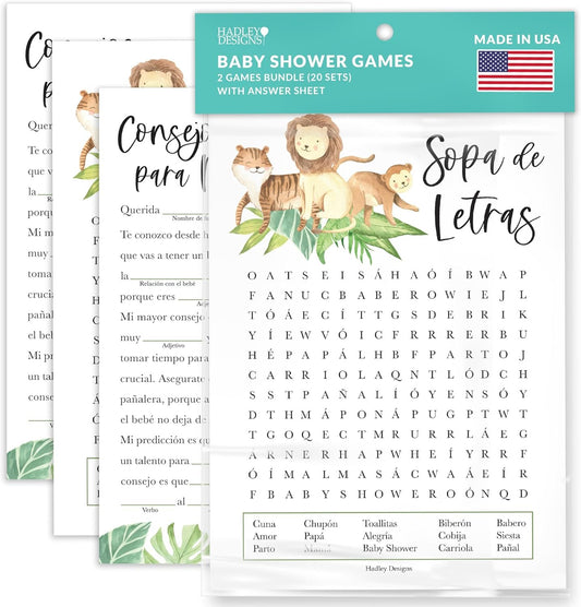 20 Safari Juegos Para Baby Shower En Español - Juegos De Baby Shower En Español, Baby Shower Games In Spanish, Spanish Baby Shower Games, Sopa De Letras Baby Shower Español, Baby Shower Advice Cards