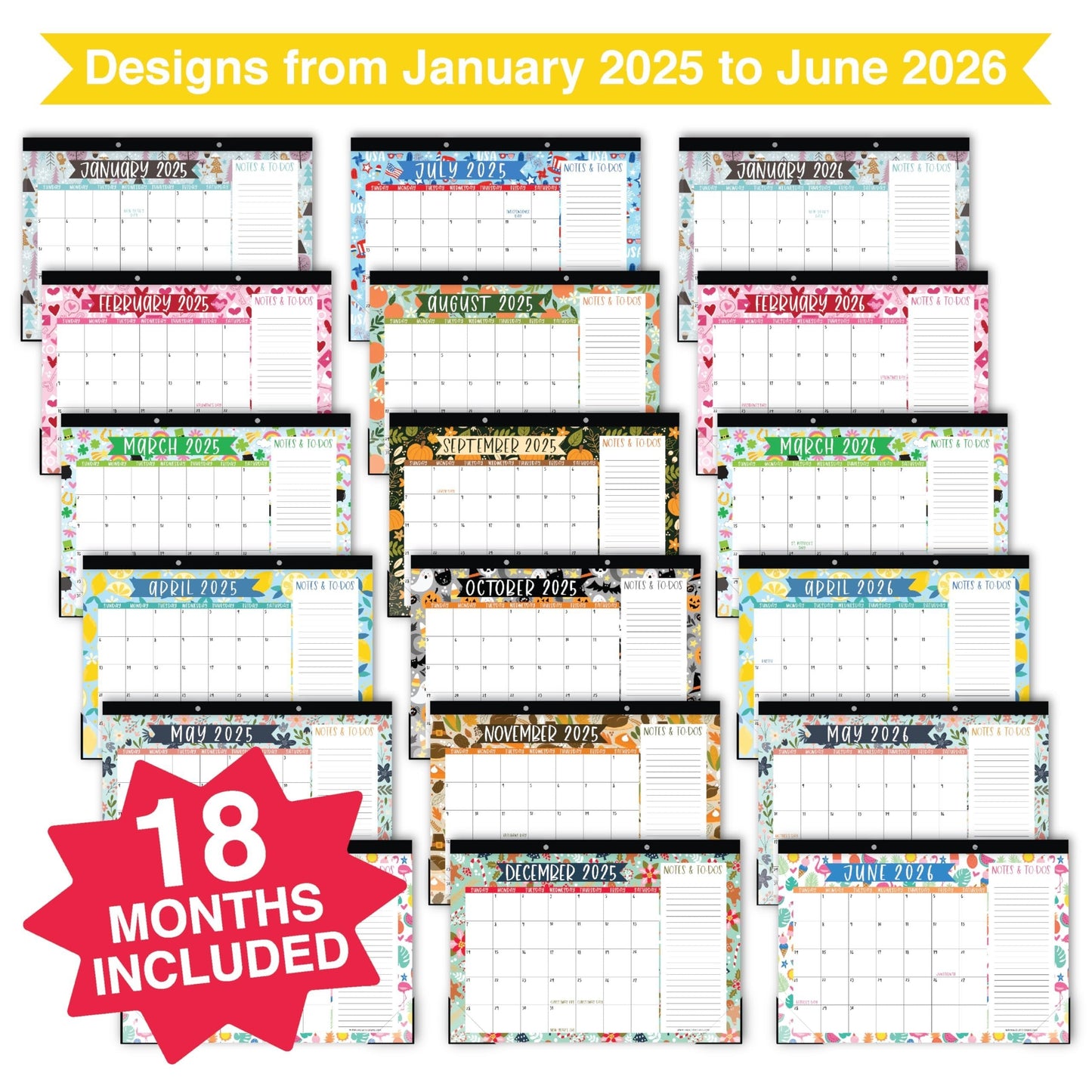 Doodle Large Desk Calendar | 18-Month | 2025-2026 | Calendars & Planners