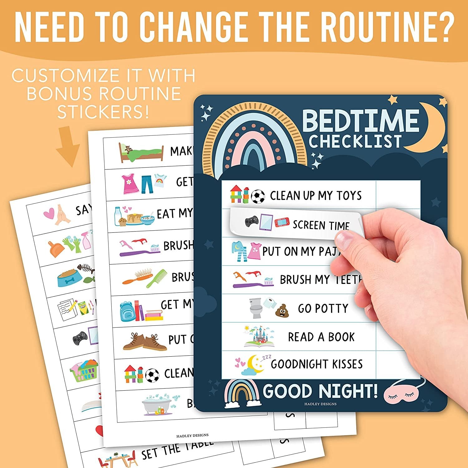 Boho Rainbow Day & Night Routine Charts | Daily Schedule | Educational Charts - SAMPLE