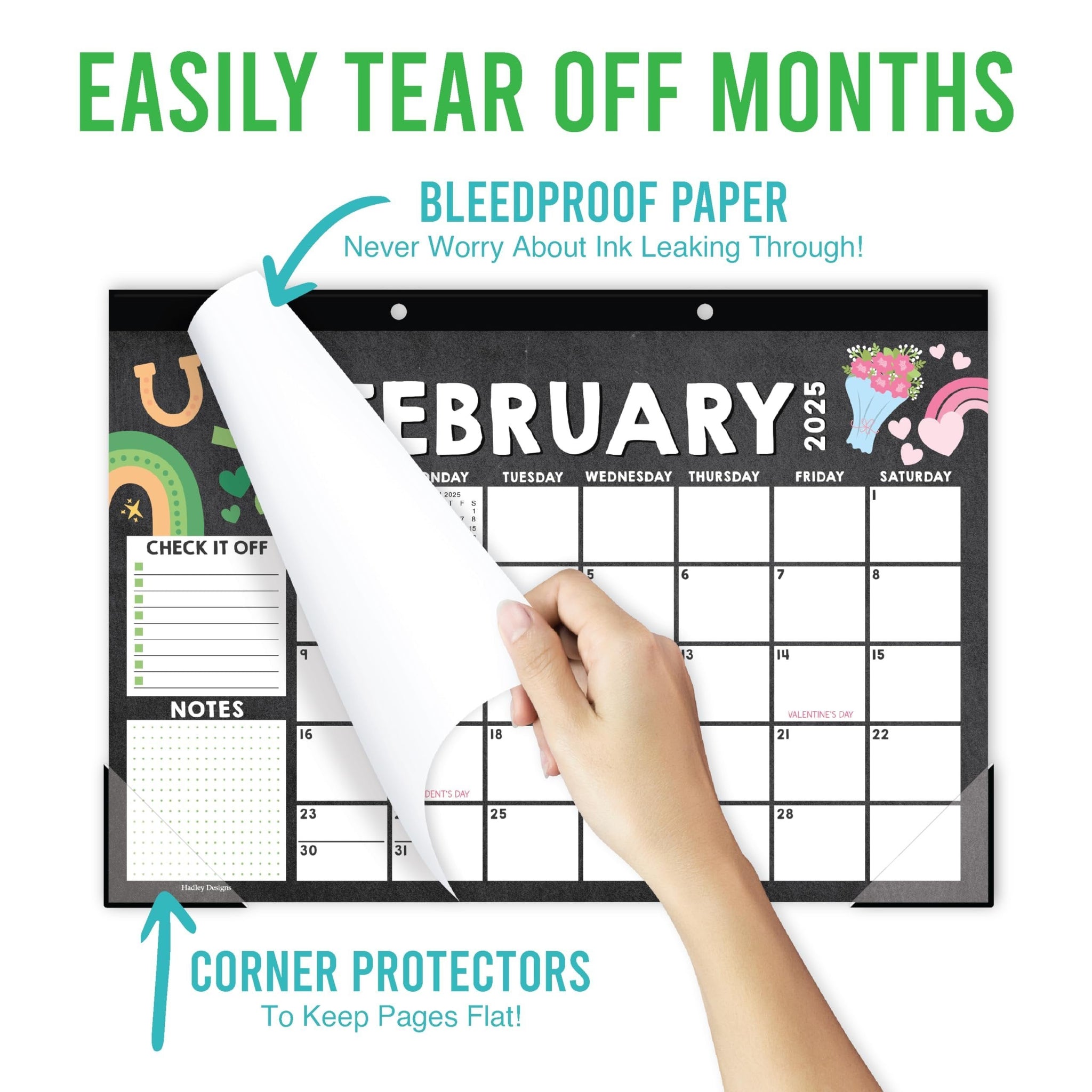 Chalk Doodle Large Desk Calendar | 18-Month | 2025-2026 | Calendars & Planners - SAMPLE