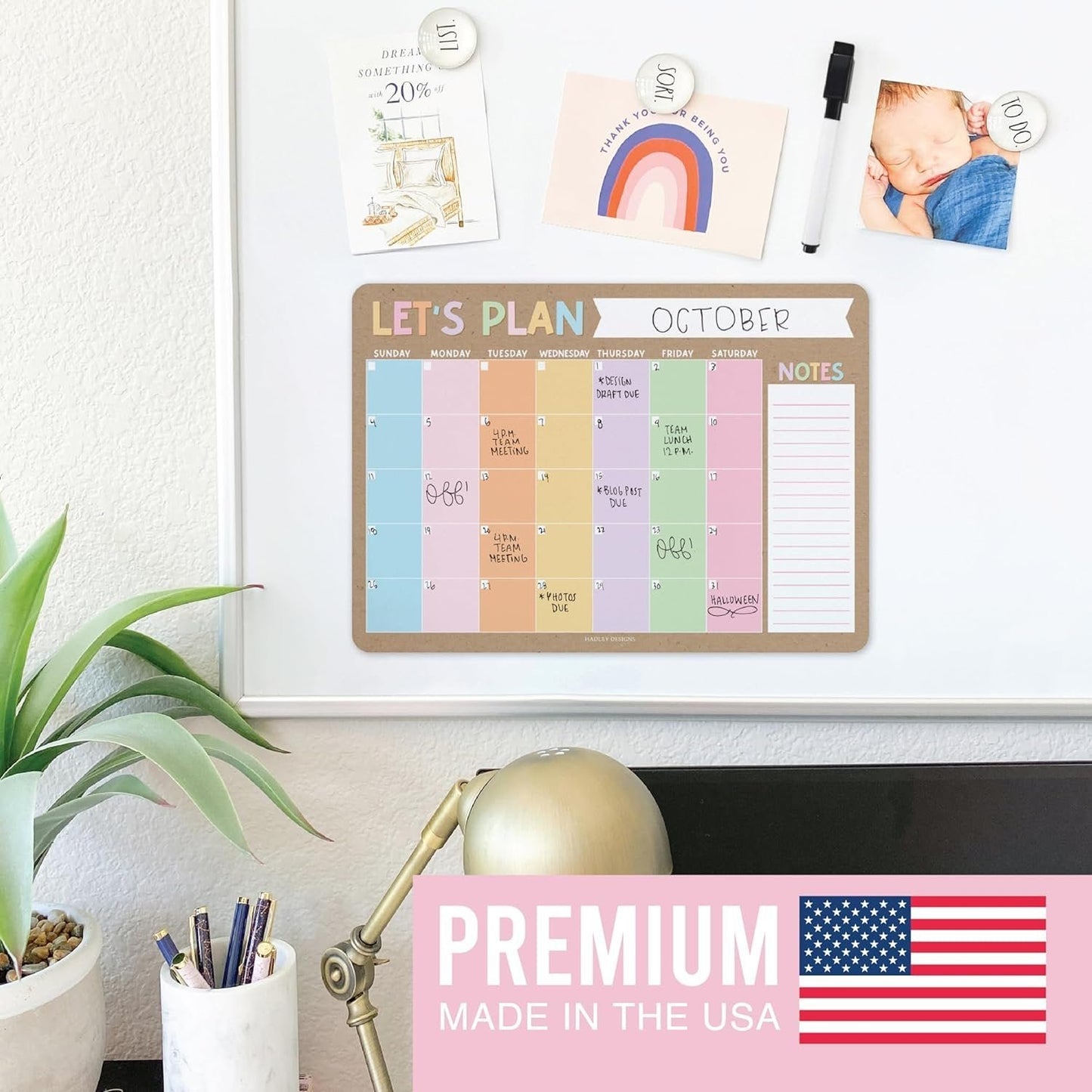 Colorful Kraft Magnetic Calendar | Dry-Erase | Calendars & Planners