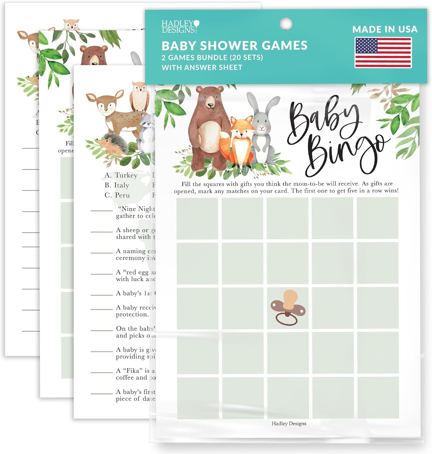 20 Woodland Baby Shower Games Gender Neutral - Hilarious Baby Shower Games For Girl, Funny Baby Shower Games Boy, Baby Girl Baby Shower Bingo Game Girl, Baby Games For Baby Shower Tradition Cards