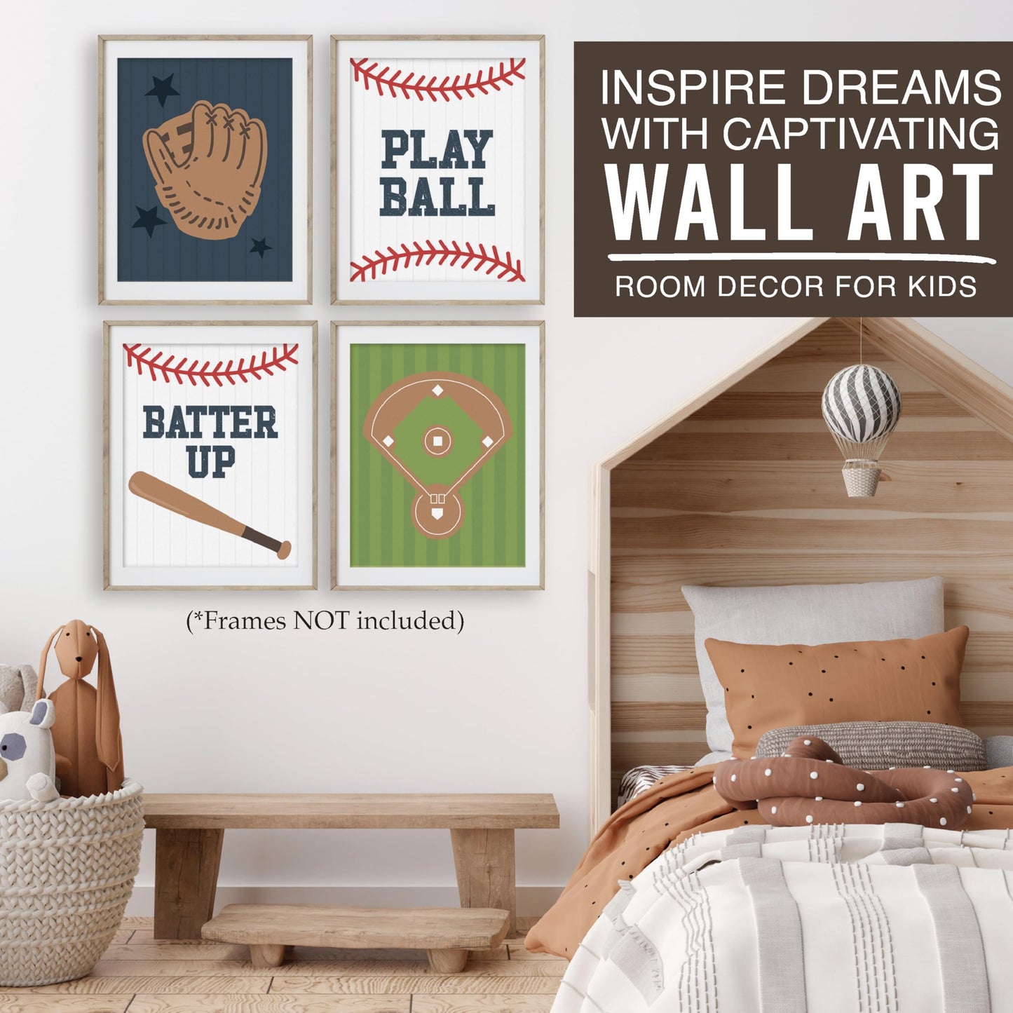 Baseball Children's Wall Art | Set of 6 | Home Decor