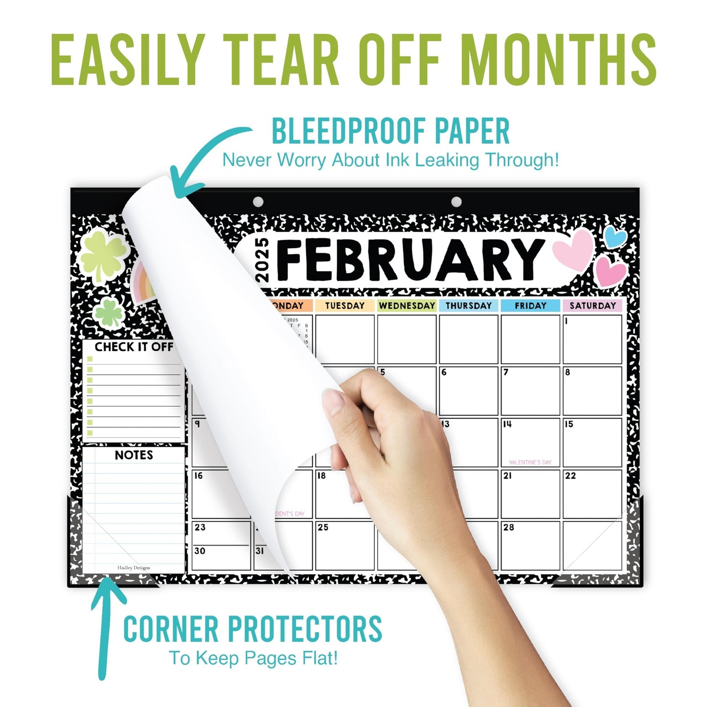 Composition Notebook Large Desk Calendar | 18-Month | 2025-2026 | Calendars & Planners