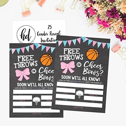 Gender Reveal Party Invitations | Set of 25 | Cards & Party