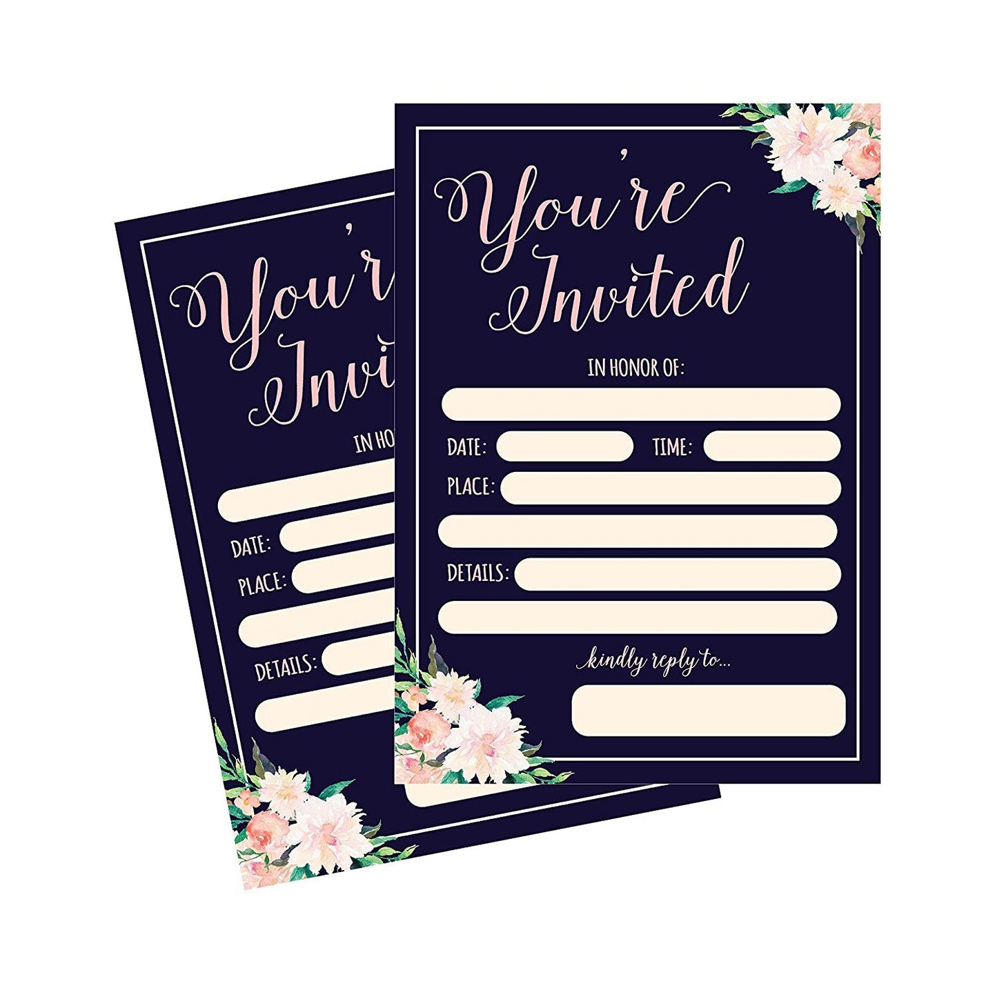 50 Fill In Invitations, Wedding Invitations, Bridal Shower Invitations, Rehea...