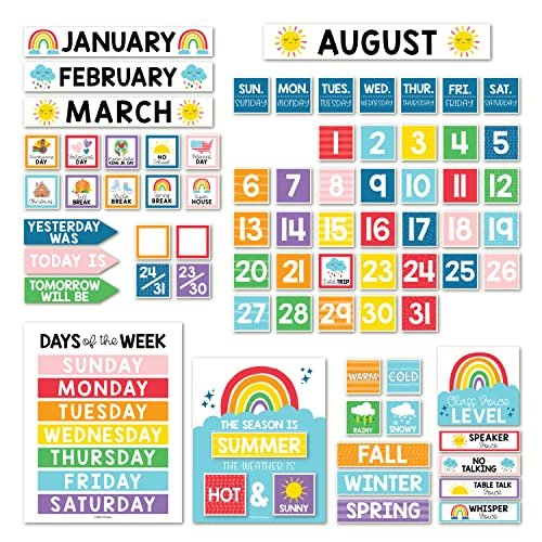 Rainbow Classroom Calendar | Bulletin Board | Classroom Supplies