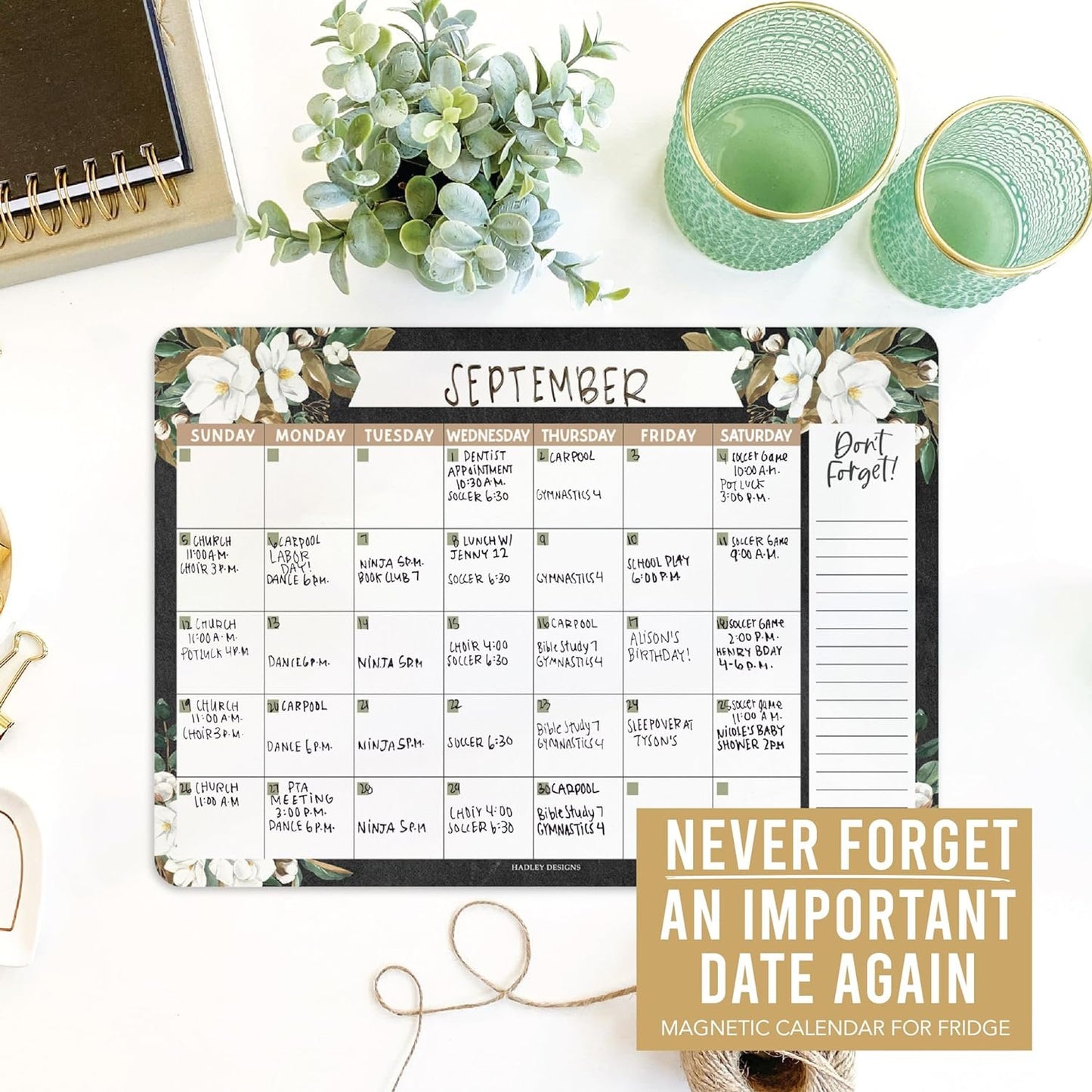 Floral Small Fridge Calendar | Magnetic & Dry Erase | Calendars & Planners
