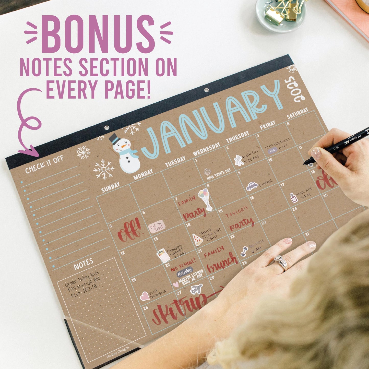 Doodle Kraft Large Desk Calendar | 18-Month | 2025-2026 | Calendars & Planners