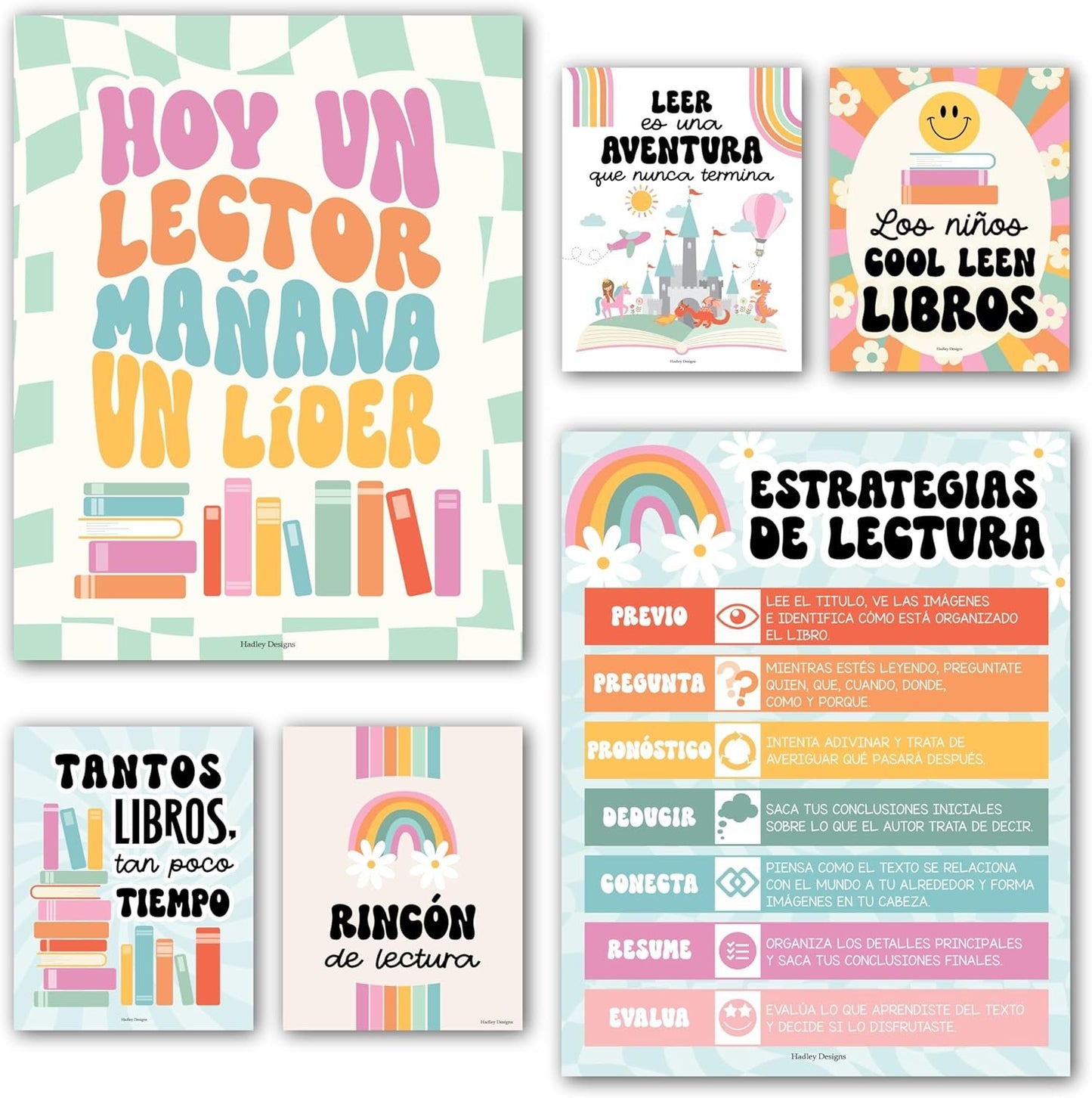 6 Retro Spanish Classroom Decorations High School - Spanish Classroom Posters Elementary, Decoracion De Area Para Salon De Lectura Posters, Rincon De Lectura Decoracion Para Salon De Clases En Español