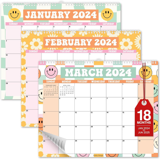 Retro Large Wall Calendar 2024-2025 - 18 Month Wall Calendar 2024-2025, Monthly Wall Calendar 2024 Monthly Large, Calendario 2024 Calendar Wall, Calendars 2024 Wall Calendar, Calandar, Calenders 2024