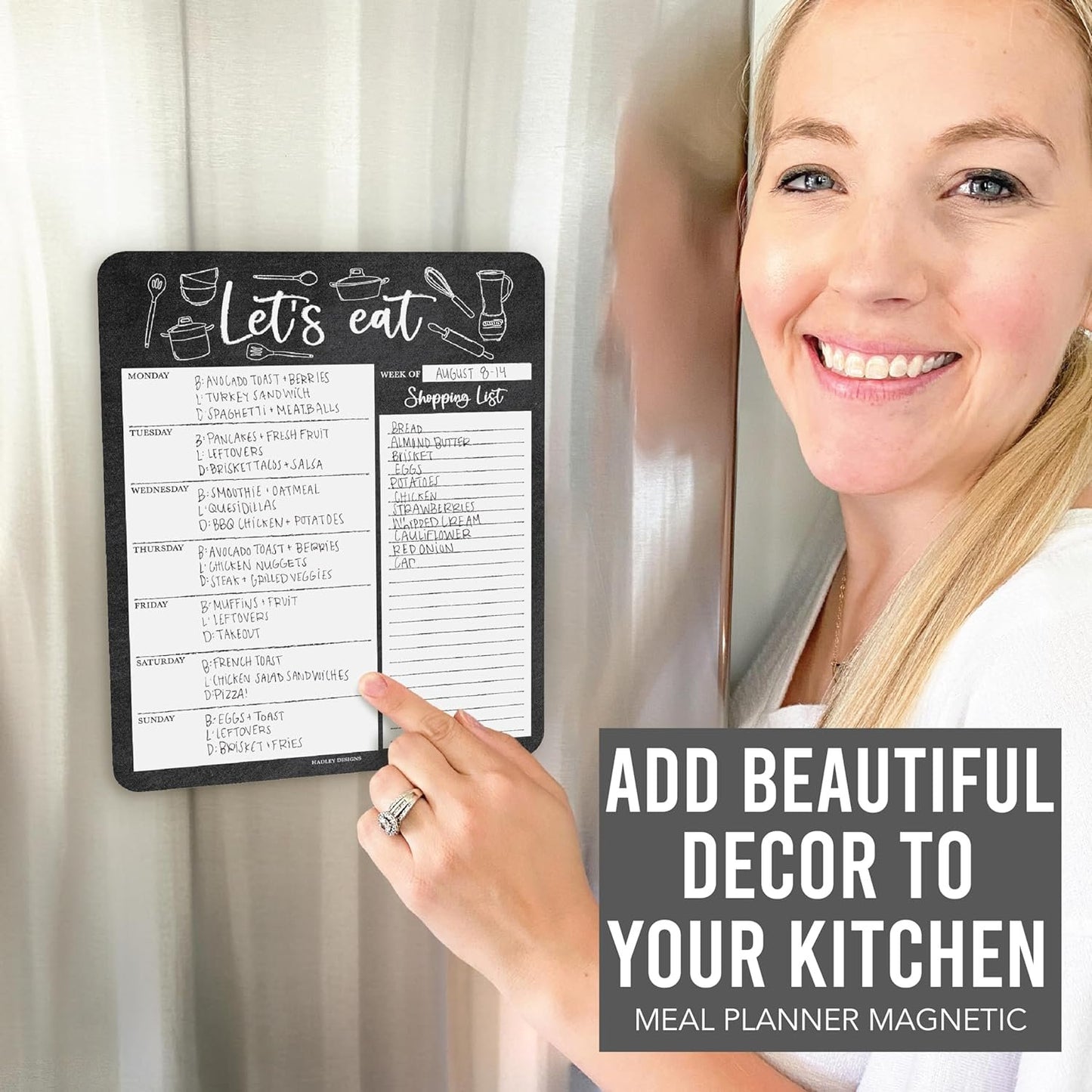 Chalkboard Weekly Dinner Menu Board for Kitchen - Magnetic Meal Planner for Refrigerator White Board Dry Erase, Weekly Menu Board for Fridge Whiteboard, Weekly Meal Planner Magnetic Fridge Whiteboard