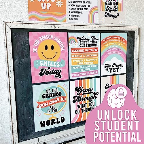 Retro Classroom Motivational Posters | Set of 9 | Educational Supplies