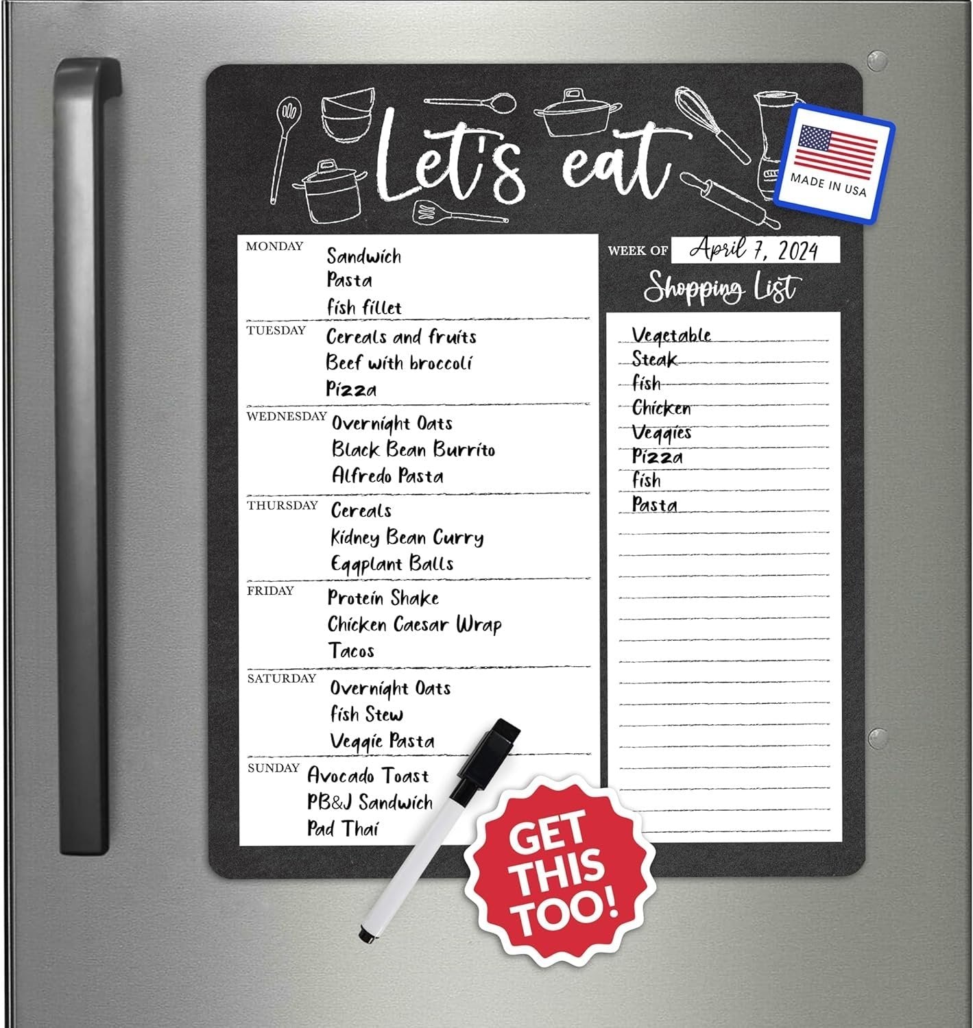 Chalkboard Magnetic Meal Planner | Weekly | Calendar & Planners