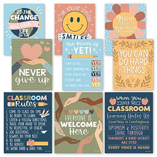 Colorful Classroom Motivational Posters | Set of 9 | Educational Supplies