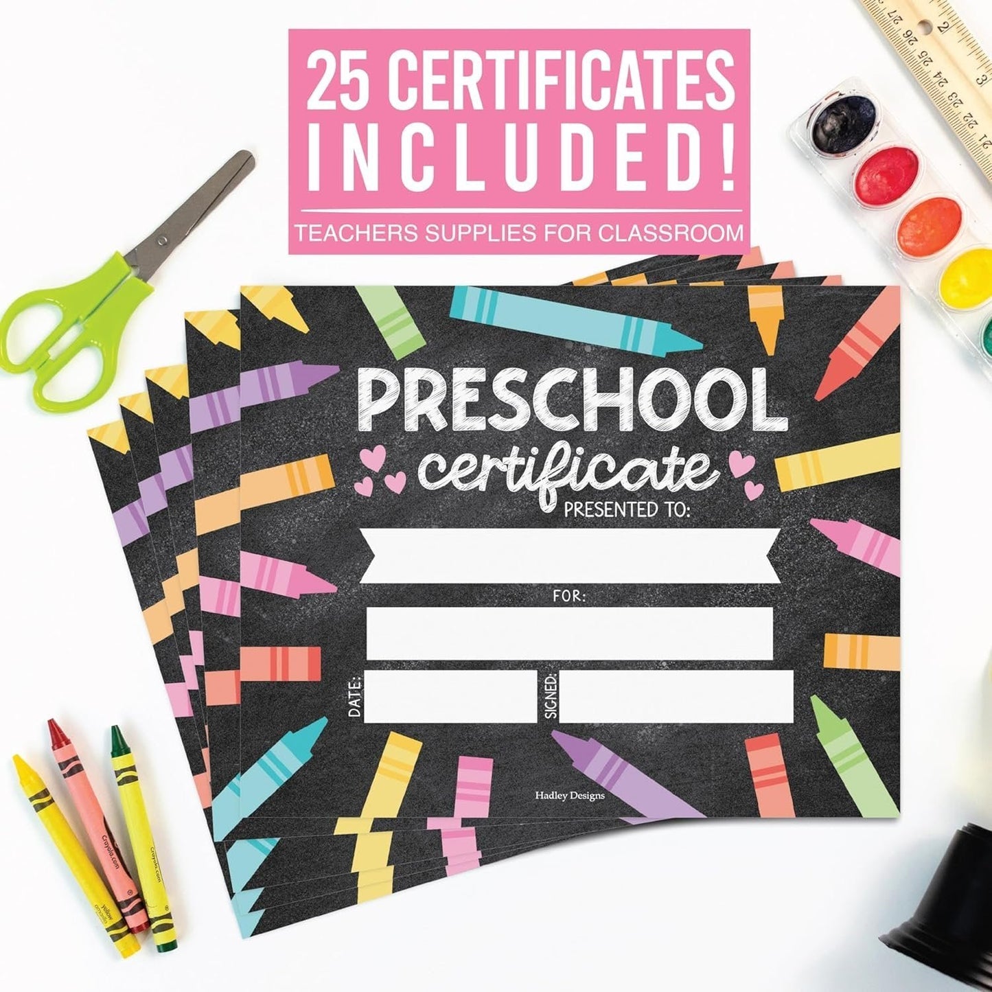 Pastel Chalk PreK Certificate of Achievement | Set of 25 | Awards