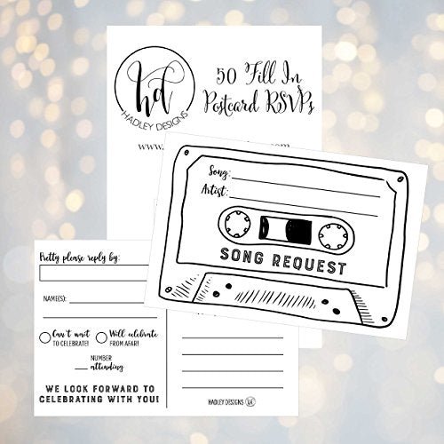 RSVP Casette Tape Postecards | Set of  50 | Cards & Party