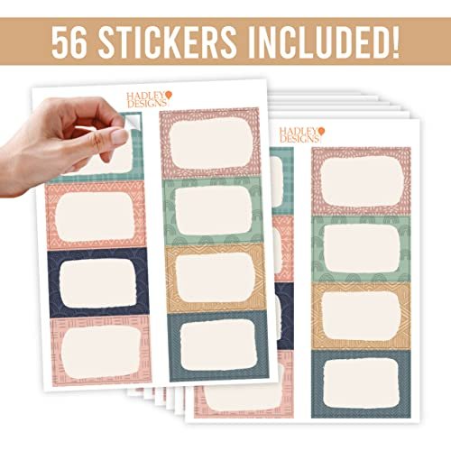 Boho Name Tag Stickers | Set of 56 | Classroom Supplies