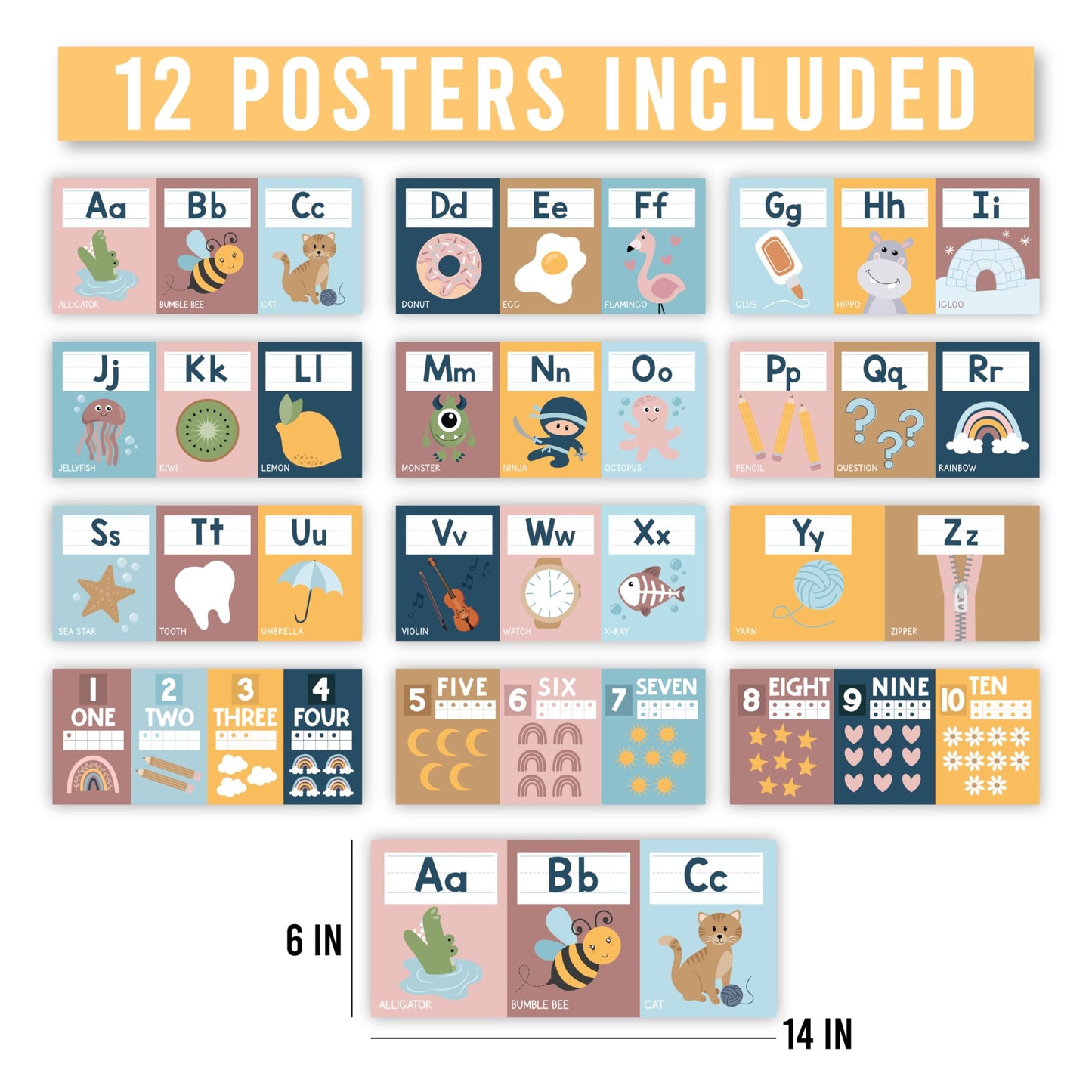 Boho Alphabet For Classroom Wall Line - Alphabet Letters For Classroom Wall, ABC Posters, Alphabet Posters, Alphabet Wall Chart, ABC Wall Chart, Alphabet Banner, Number Line For Classroom Wall