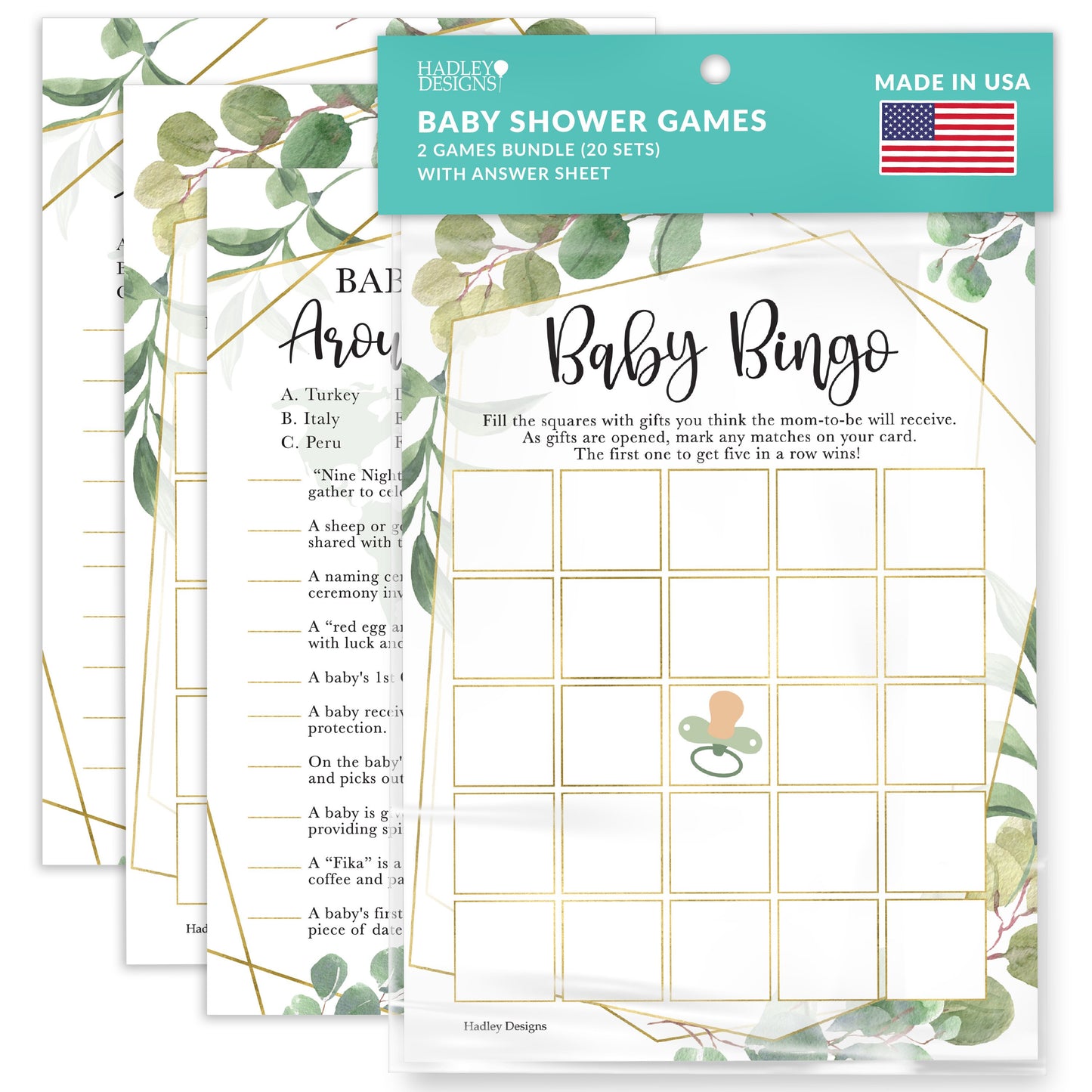 Baby Traditions & Bingo Games | Set of 20 | Baby Shower Games