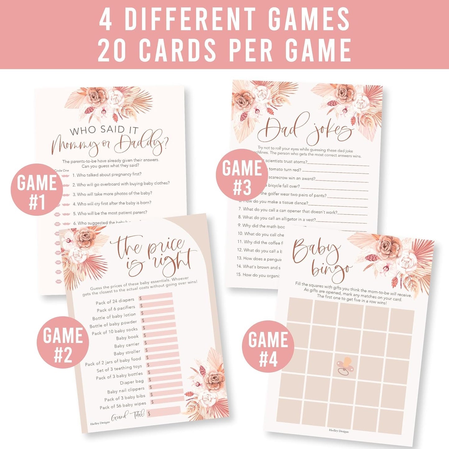 40 Boho Baby Shower Games For Girl - Baby Games For Baby Shower Bingo Game Girl, Guess Who Mommy Or Daddy Baby Shower Game, The Price Is Right Baby Shower Game, Funny Baby Shower Games Dad Jokes