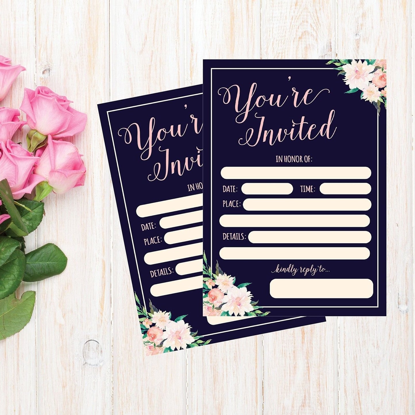 50 Fill In Invitations, Wedding Invitations, Bridal Shower Invitations, Rehea...