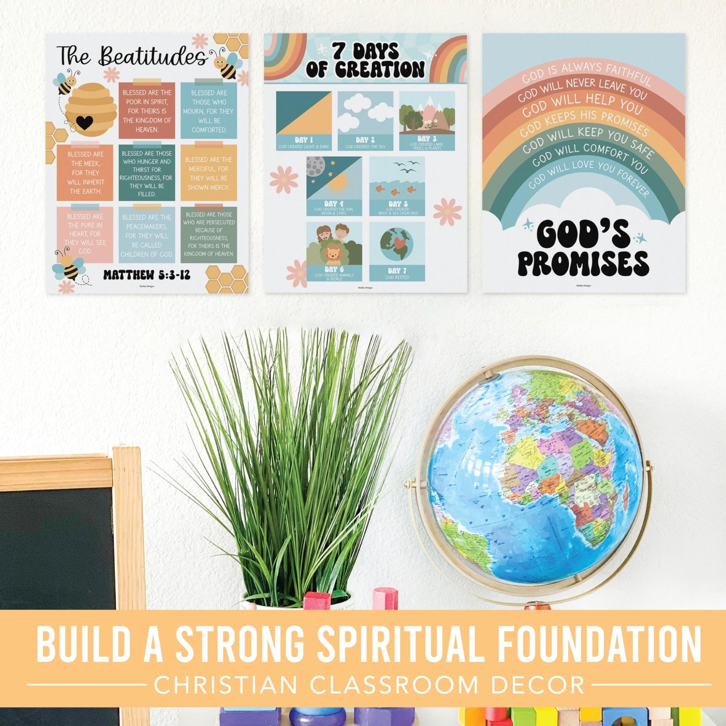 9 Retro Sunday School Decorations For Classroom - Sunday School Posters, Christian Posters, Christian Classroom Decor, Books Of The Bible Poster, 10 Commandments For Kids, Bible Timeline Chart