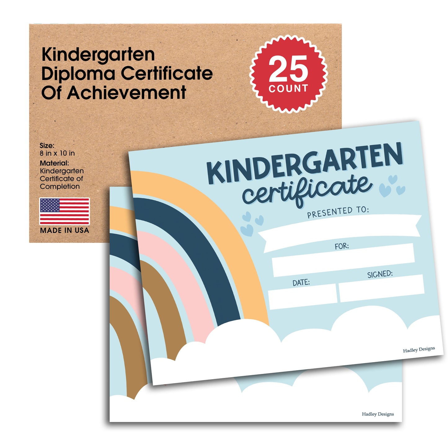 Kindergarten Certificate of Achievement | Set of 25 | Trophies & Awards