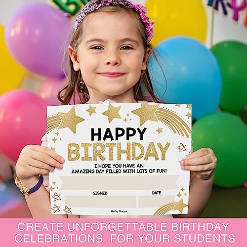 Gold Stars Birthday Certificates | Set of 25 | Birthday Gifts