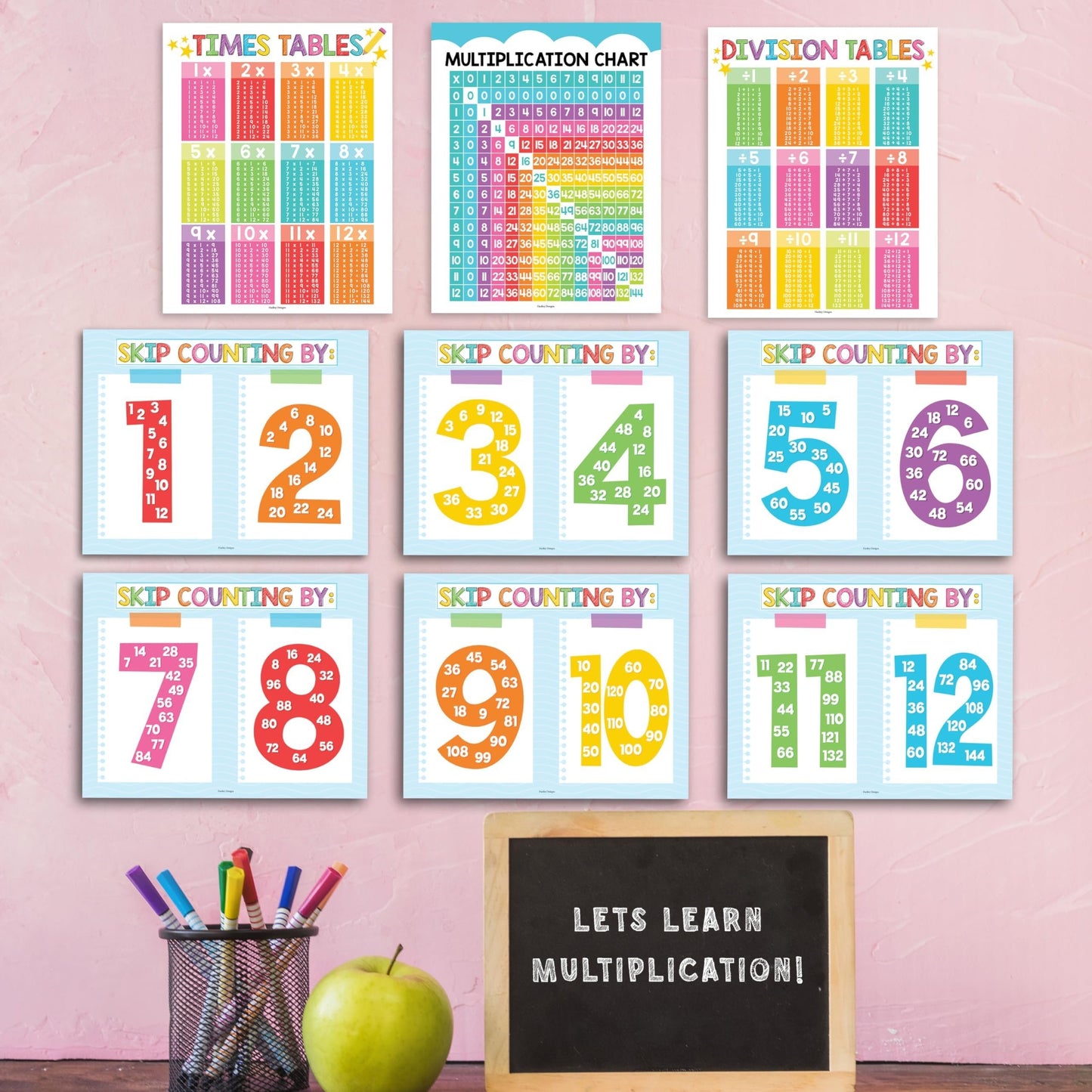 Colorful Multiplication Posters | Set of 9 | Classroom Supplies