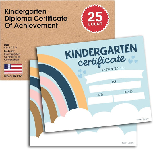 Boho Kindergarten Certificate of Achievement | Set of 25 | Awards