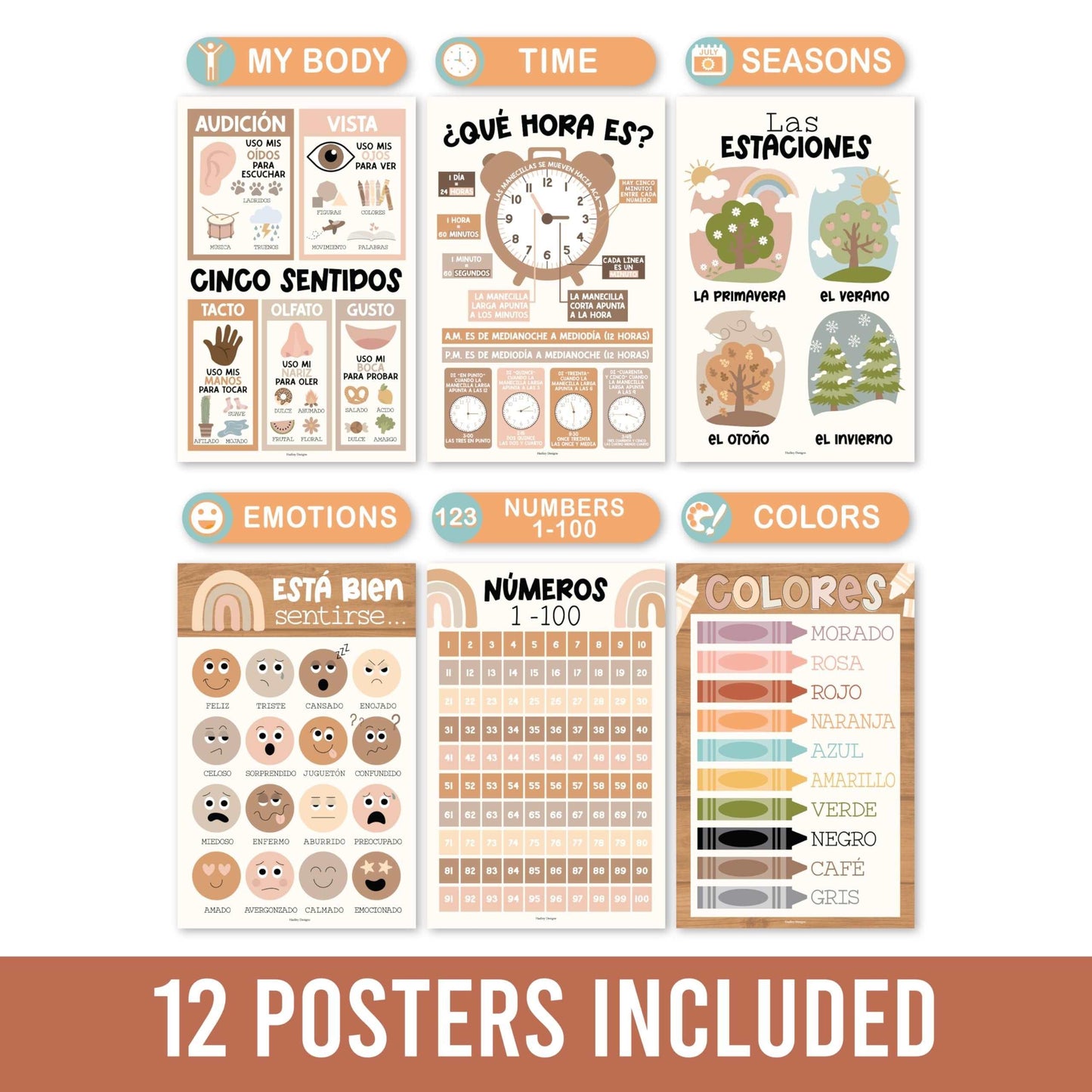 12 Boho Spanish Classroom Decorations - Spanish Classroom Posters Elementary, Spanish Posters For Classroom, Posters In Spanish Alphabet, Abecedario Para Niños En Español, Spanish Class Posters