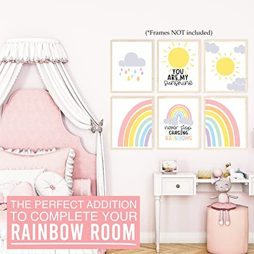 Rainbow Children's Wall Art | Set of 6 | Nursery Decor