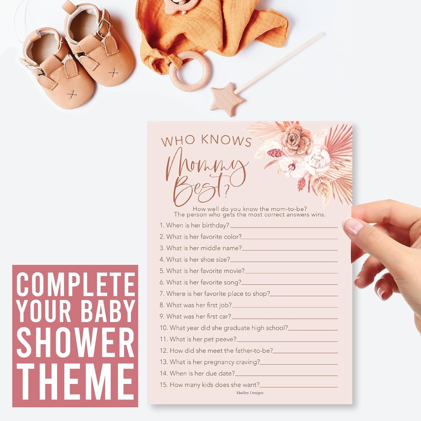 20 Boho Baby Shower Games For Girl - Hilarious Baby Shower Games Girl, Who Knows Mommy Best Baby Shower Game Card, Baby Games For Baby Shower Games Dad Jokes, Baby Girl Baby Shower Games Funny