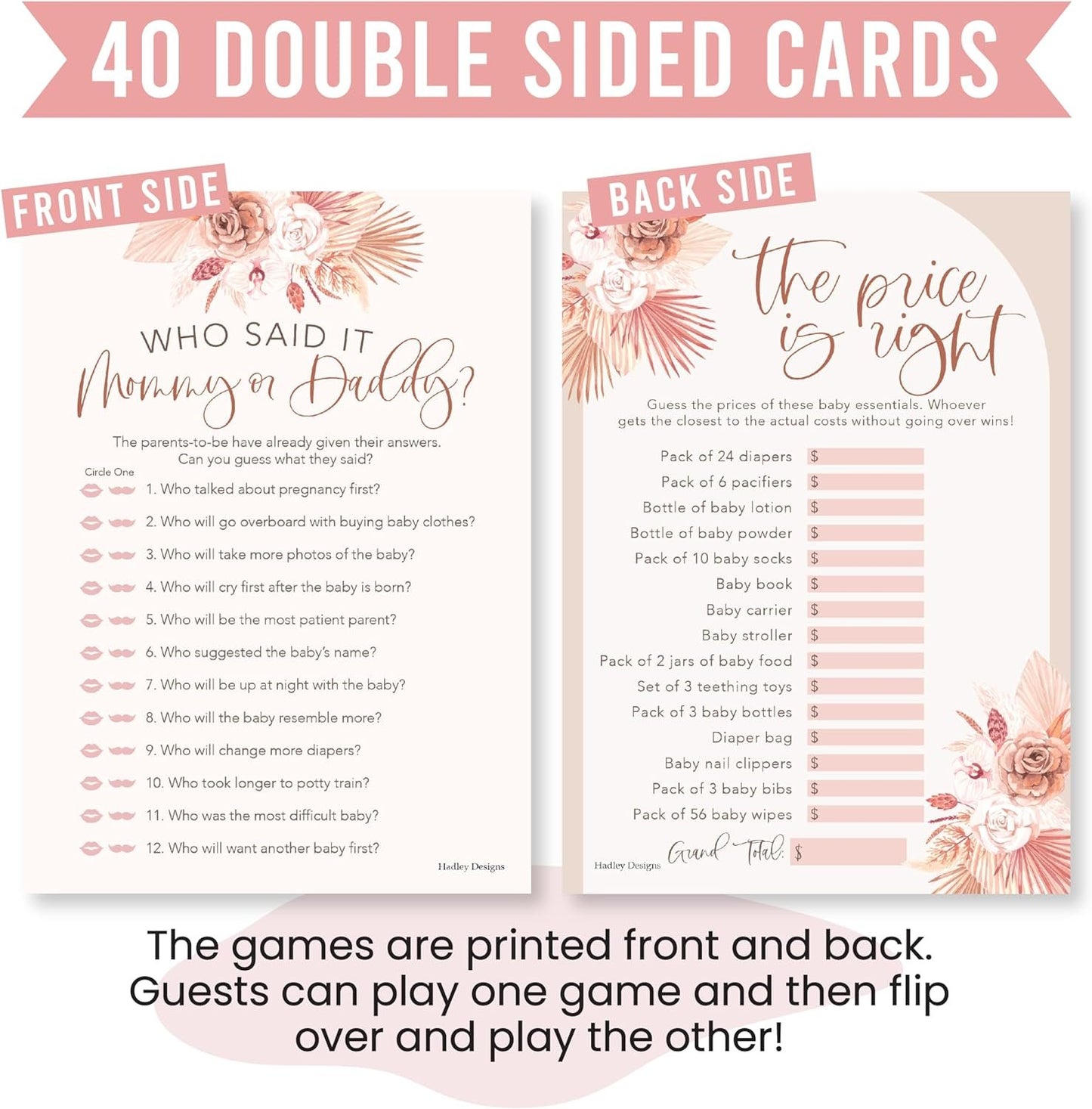 40 Boho Baby Shower Games For Girl - Baby Games For Baby Shower Bingo Game Girl, Guess Who Mommy Or Daddy Baby Shower Game, The Price Is Right Baby Shower Game, Funny Baby Shower Games Dad Jokes