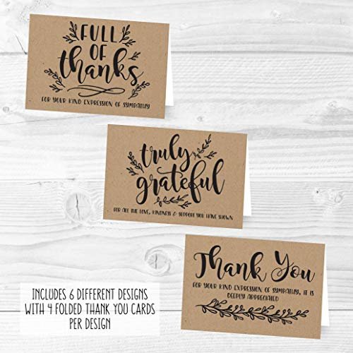 Rustic Folded Thank You Cards | Set of 24 | Sympathy