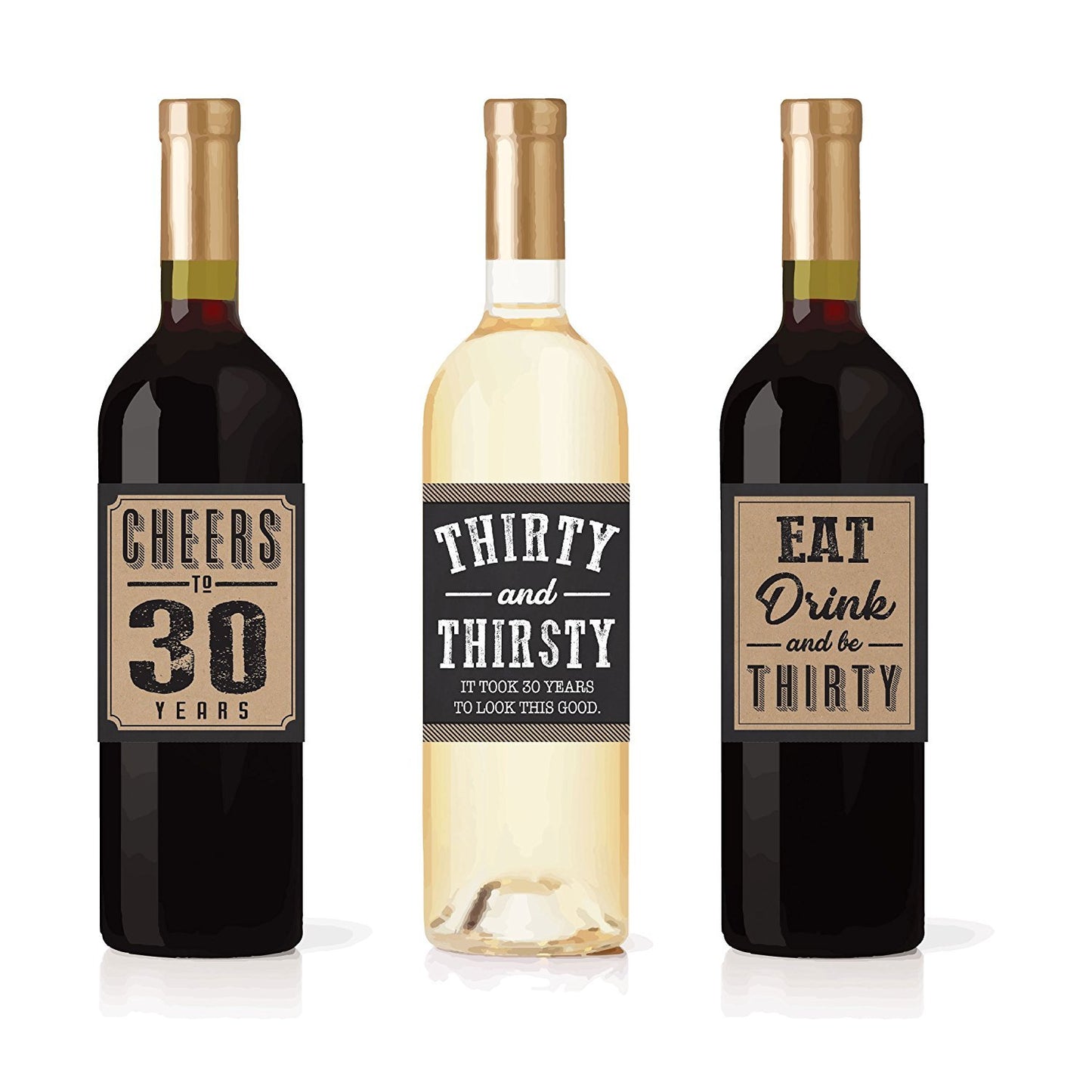 Birthday Milestones Wine Labels | Set of 6 | Party Supplies